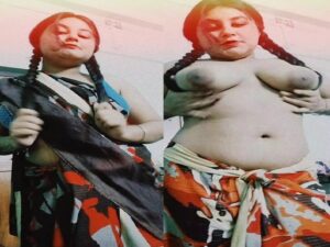 chubby girl removing saree and big boobs
