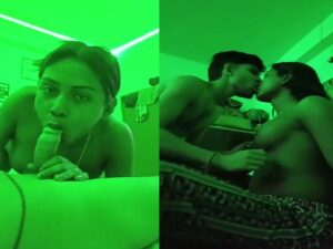 Indian girl boob press and viral blowjob