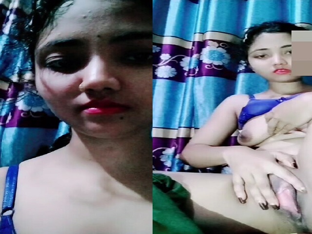 Bengali girl pink pussy fingering on video