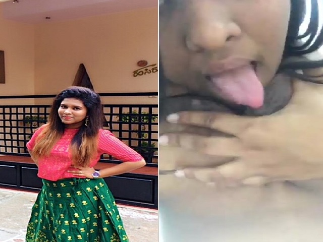Srilankan virgin girl sucking her big boobs