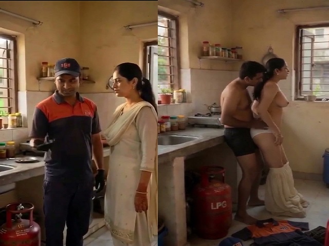 gas delivery boy fucking hot bhabhi in