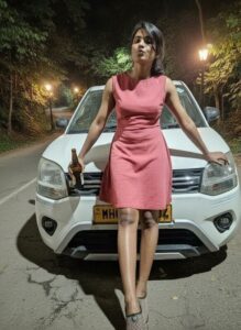 Maharashtra girl drinking in public road and nude