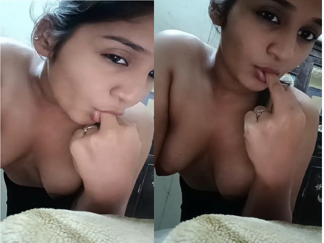 juicy boobs young girl sucking middle finger in