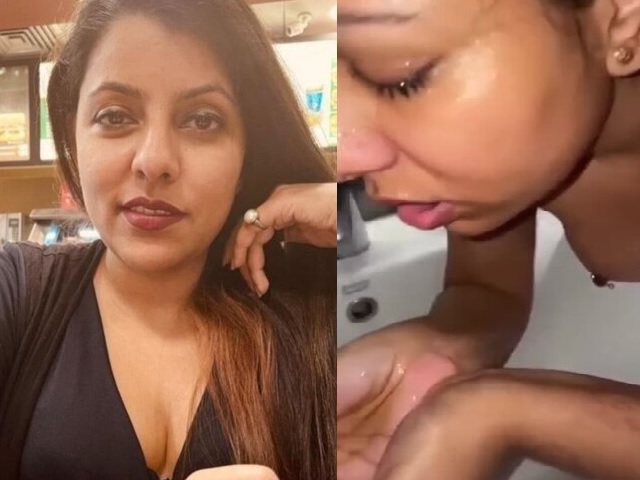 Indian wife washing face with sexy boobs