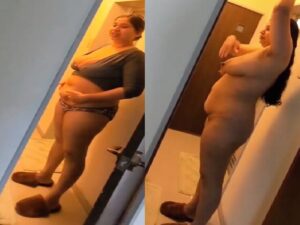 chubby MILF striptease viral MMS before taking a