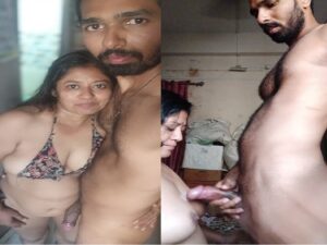 MILF cum on boobs after sucking husband big